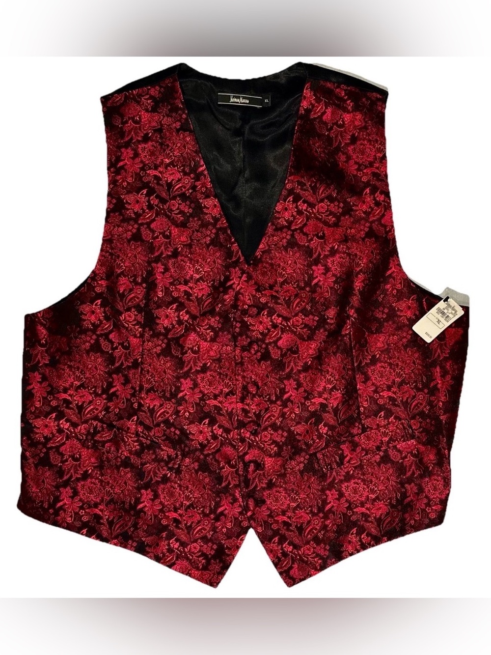 $300 NEW NEIMAN MARCUS 100% ITALY SILK SATIN FORMAL VEST WEDDING TUX RED BLACK